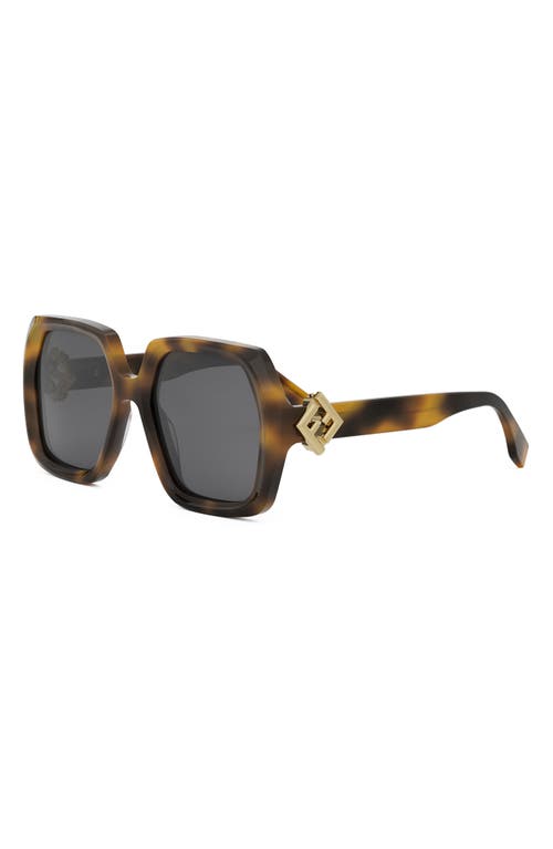 Fendi Diamond Acetate Square Sunglasses In Blonde Havana/smoke