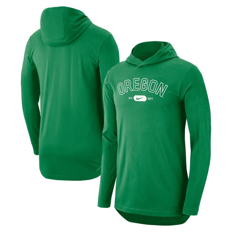 Shop Nike Green Oregon Ducks Campus Performance Tri-blend Long Sleeve Hoodie T-shirt