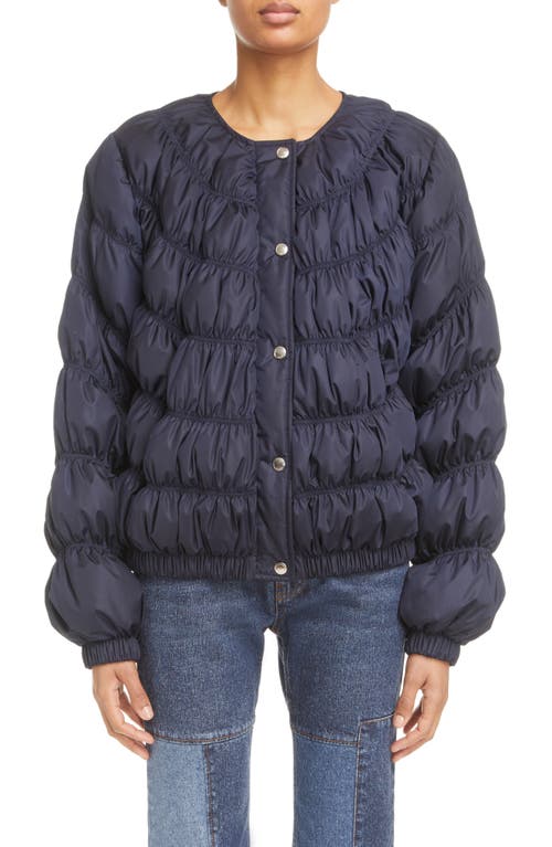 Chloé Quilted Bubble Sleeve Down Jacket in 48M-Abyss Blue
