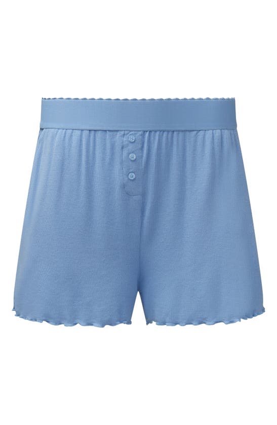 We Wore What Scalloped Elastic Pants in Blue