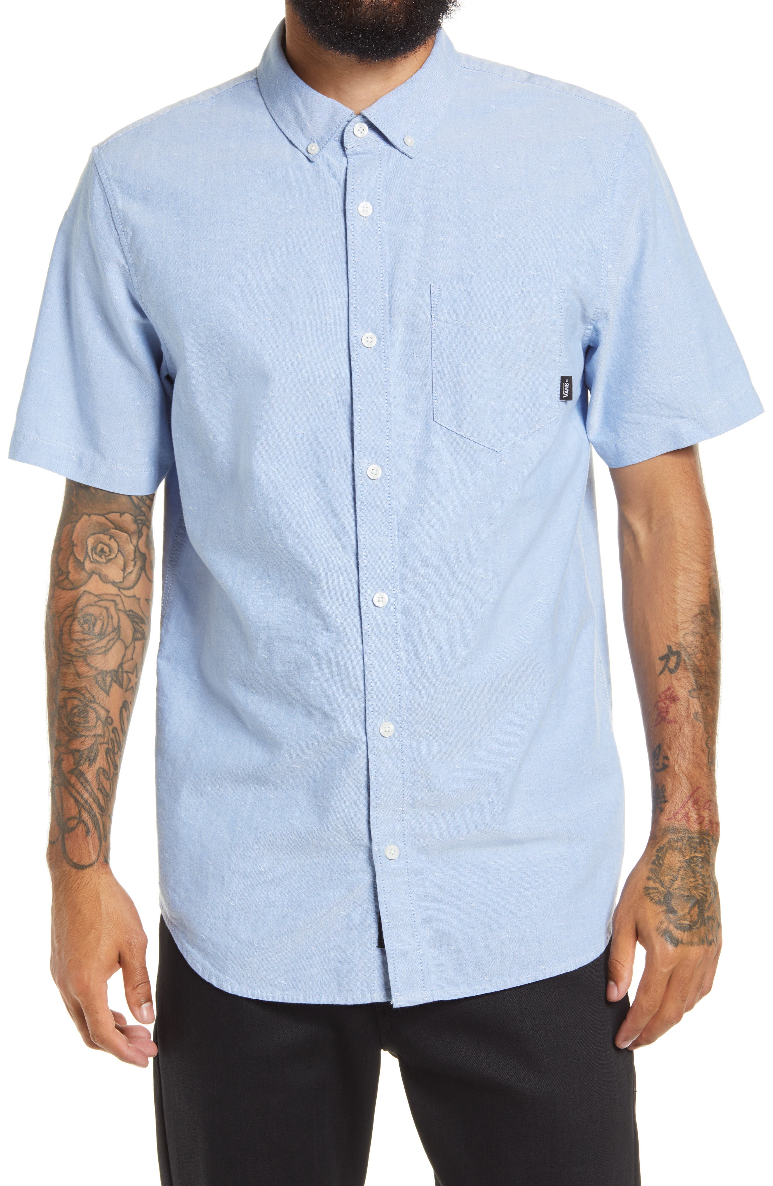 vans blue button up