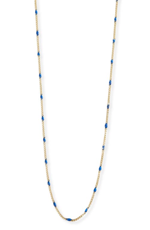 Enamel Station Curb Chain Necklace in Gold/Blue