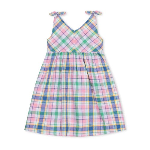 Hope & Henry Girls' Organic Eyelet Bow Shoulder Dress, Kids In Flower Show Plaid