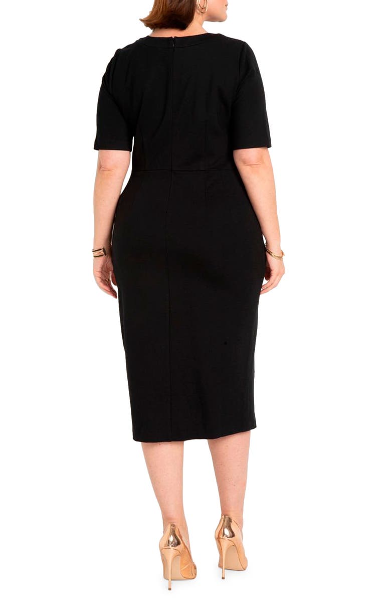 Eloquii Workwear Side Button Sheath Midi Dress 