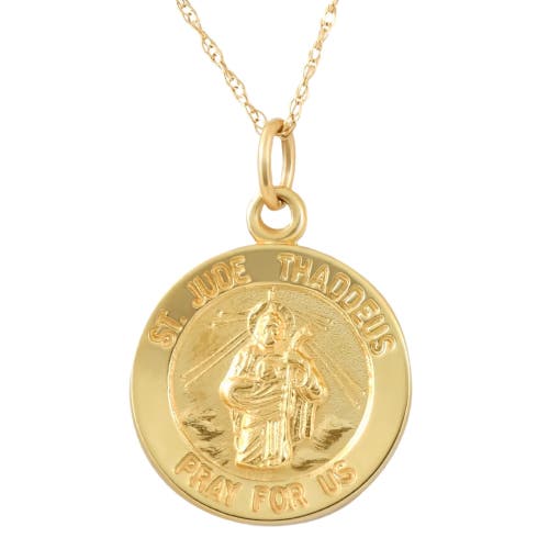 Bliss Diamond 14k Gold St. Jude Thaddeus Medal Pendant 1" Tall 2.5 Grams In Yellow Gold