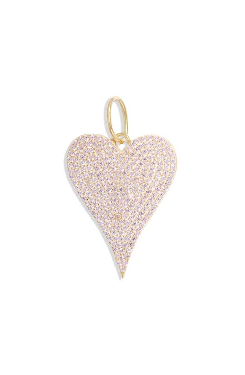 Pavé Heart Charm in Gold/Pink