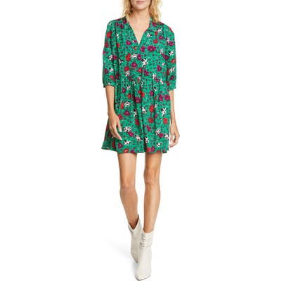 Ba & sh Pascou Floral Babydoll Dress, Green