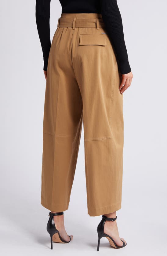 Shop Hugo Boss Boss Tenoy Belted Wide Leg Pants In Iconic Camel