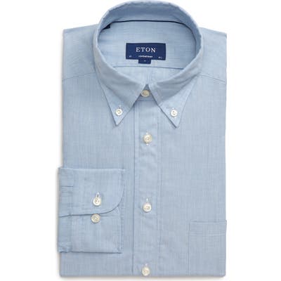 Eton Soft Casual Line Slim Fit Flannel Shirt, Blue