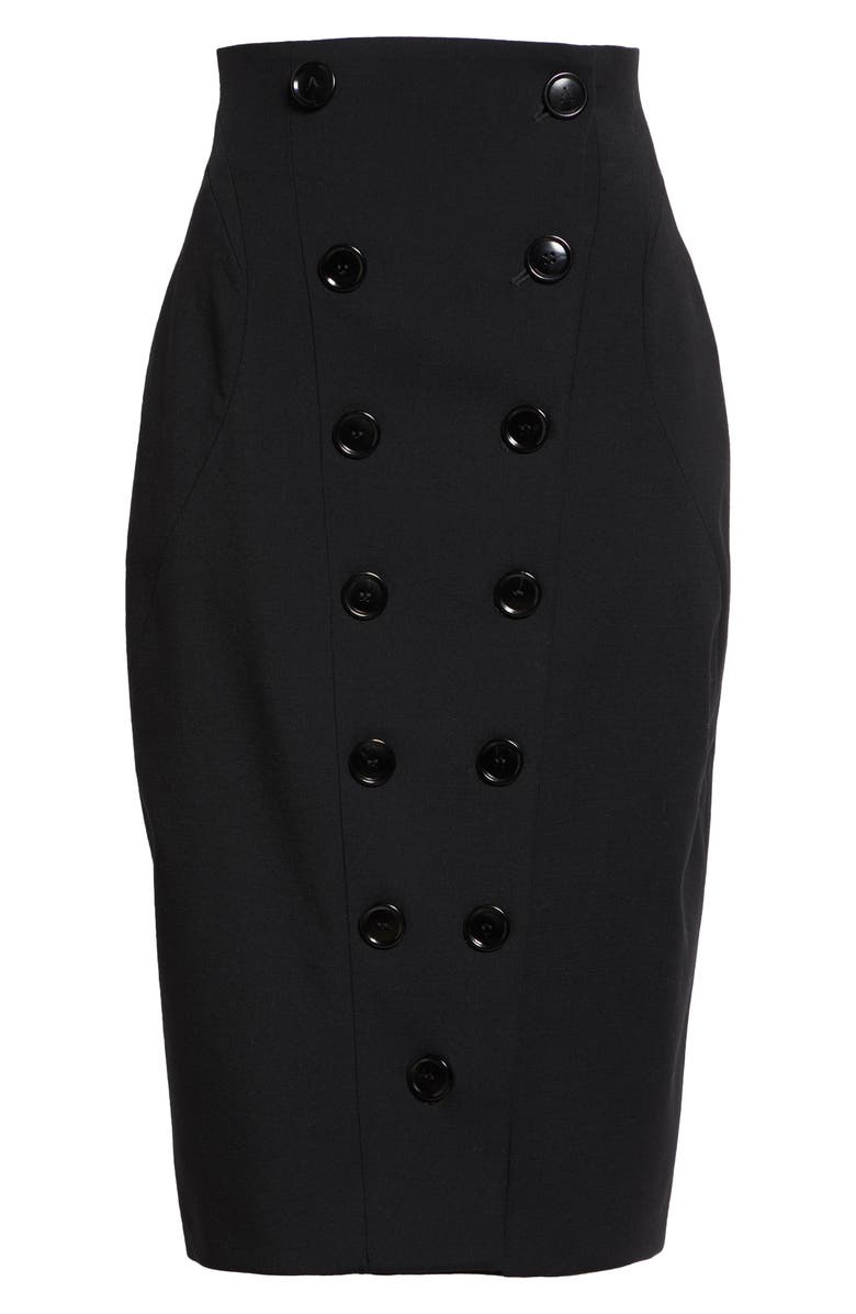 Alaïa Button Front Stretch Wool Pencil Skirt 