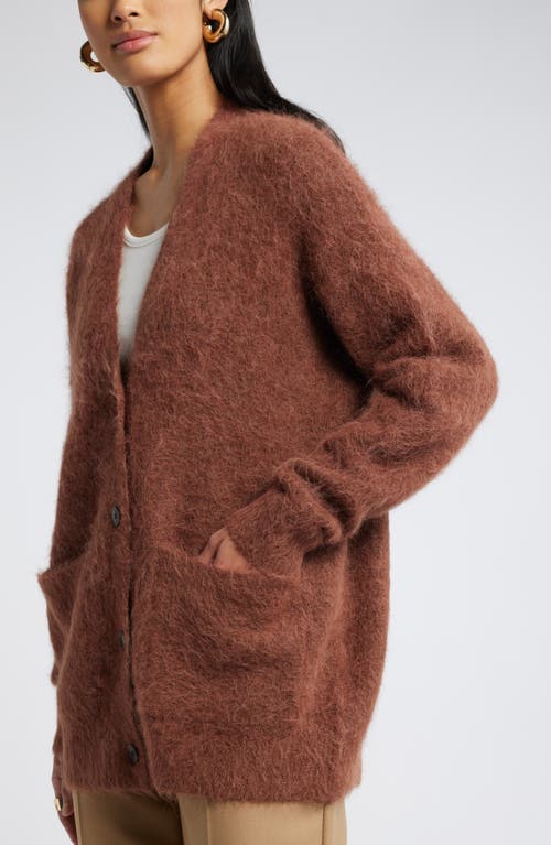 Shop Nordstrom Fuzzy Textured Alpaca Blend Cardigan In Brown Brunette