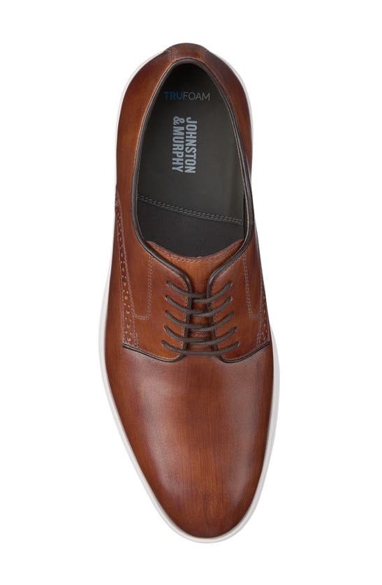 Shop Johnston & Murphy Brody Plain Toe Derby In Brown Hand-stained Full Grain