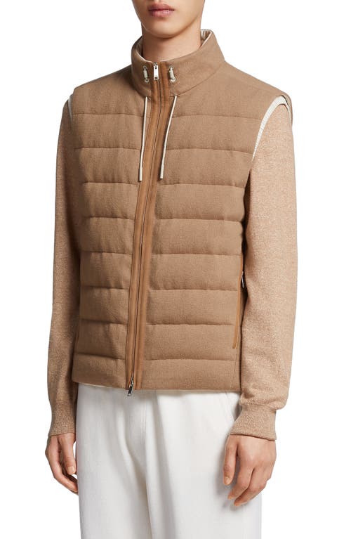 Oasi Elements Channel Quilted Cashmere Down Jacket in Oatmeal