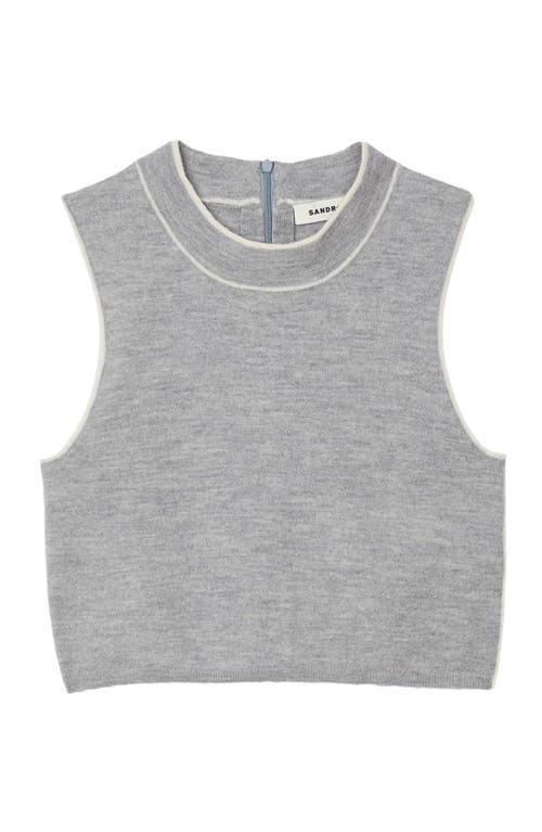 Shop Sandro Sleeveless Knitted Crop Top In Grey