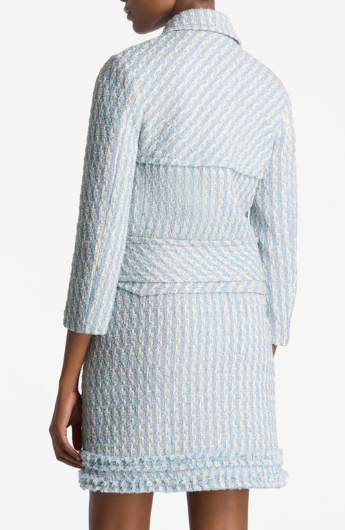 Shop St John St. John Collection Metallic Tweed Zip-up Jacket In Powder Blue/white Multi