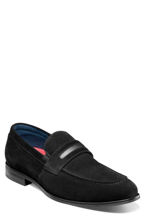 Shop Stacy Adams Burke Penny Loafer In Black Suede