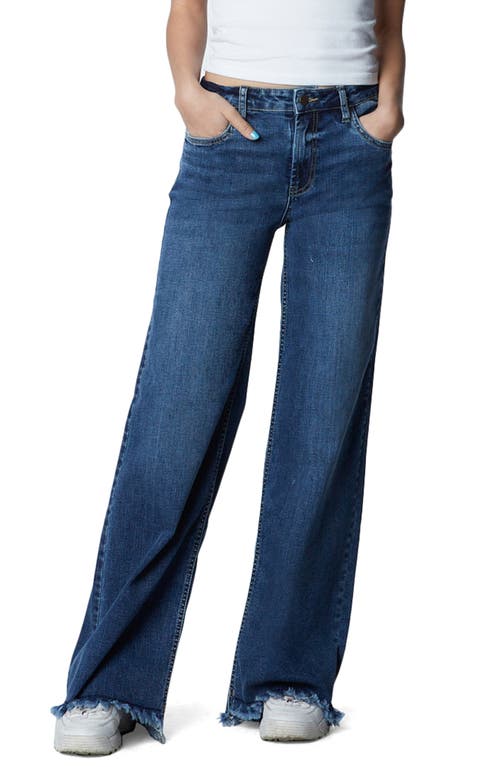 HINT OF BLU Mighty High Waist Wide Leg Jeans in Ocean Blue Dark at Nordstrom, Size 31