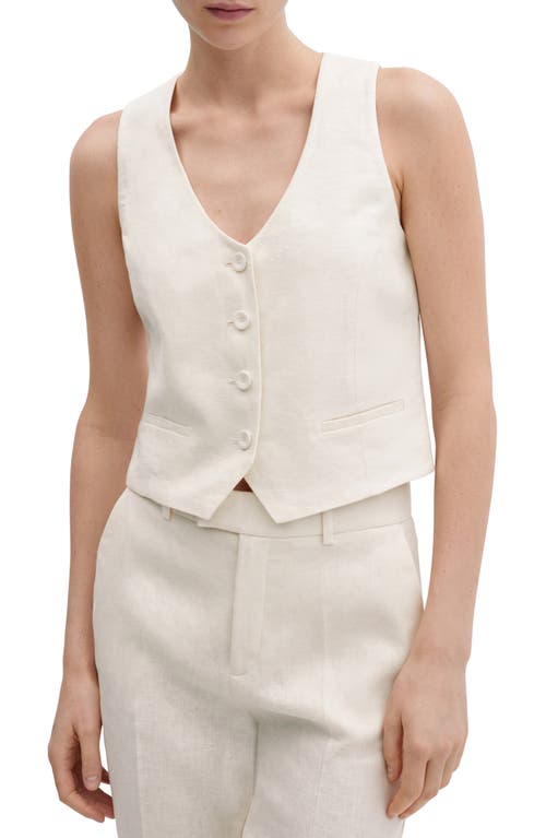 Mango Linen Suit Vest In Light Beige