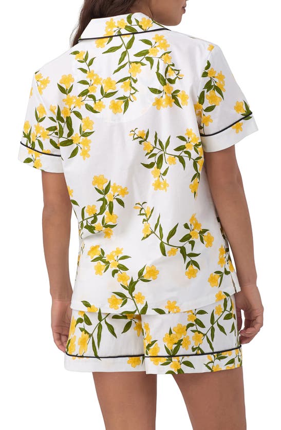 Shop Bedhead Pajamas Print Organic Cotton Sateen Short Pajamas In Carolina Jasmine