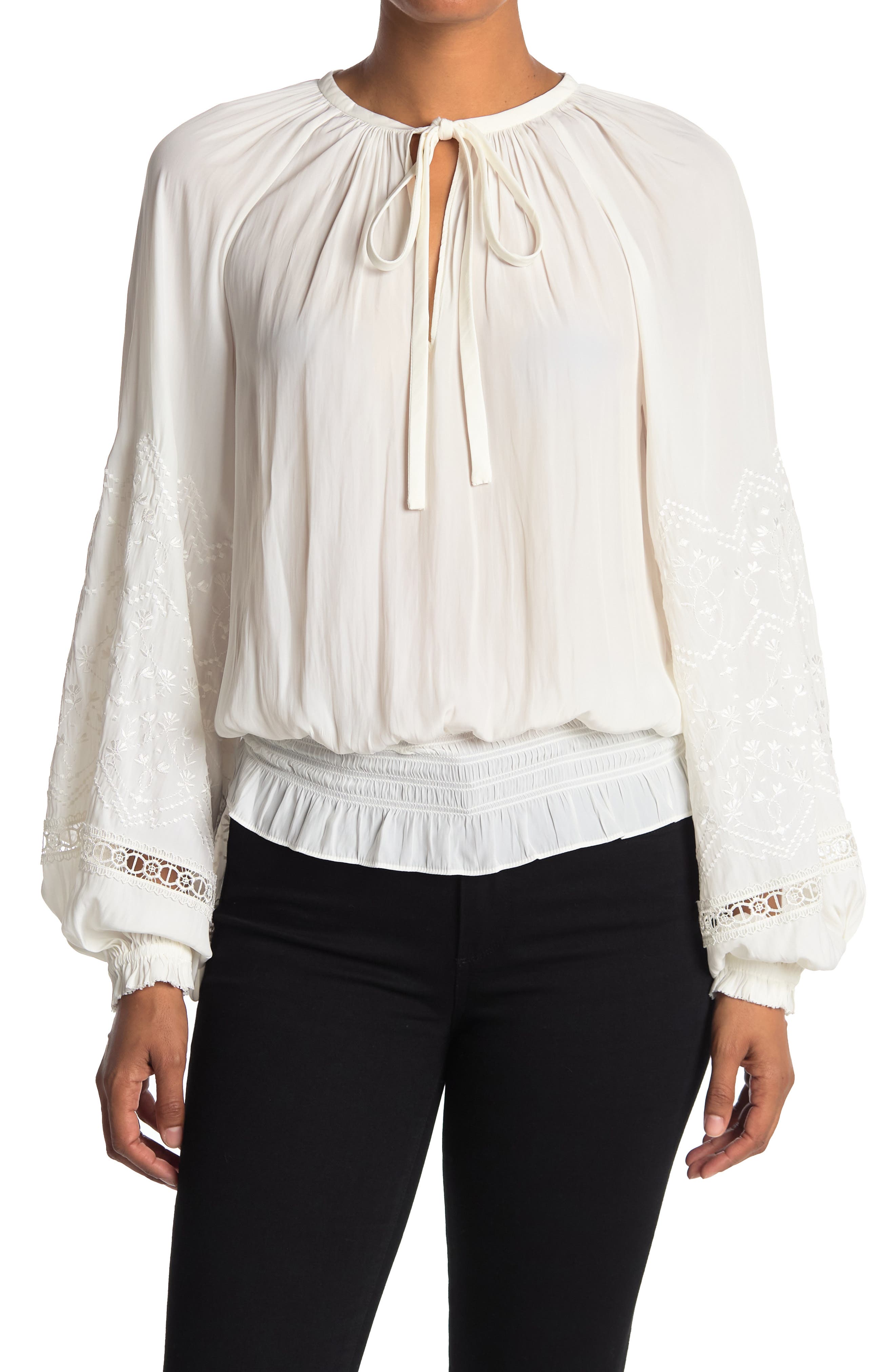 Ramy Brook Romy Embroidered Blouse In Natural1
