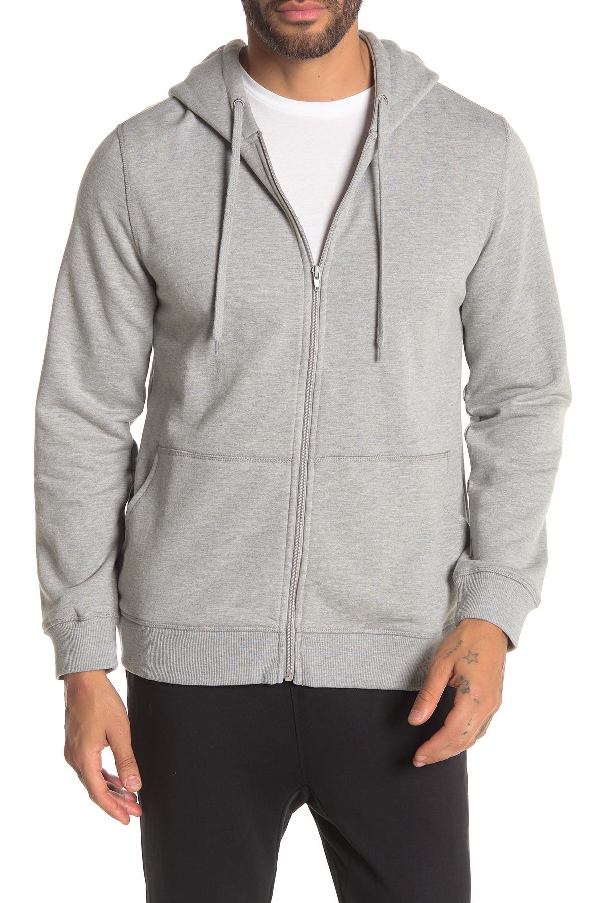 grey zip front sweater
