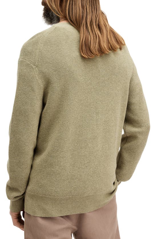 Shop Allsaints Thermal Cotton & Wool Crewneck Sweater In Herb Green