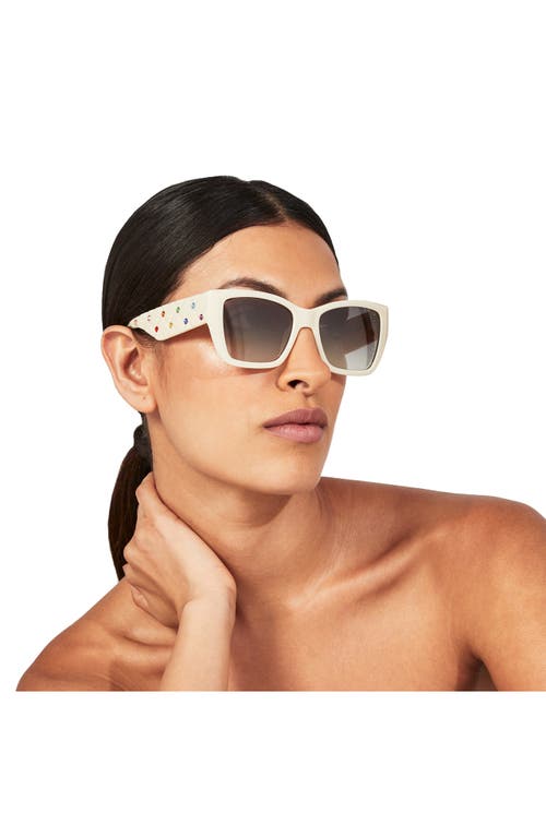 Kurt Geiger London 54mm Rectangular Sunglasses In Bone Opaque/gray Gradient