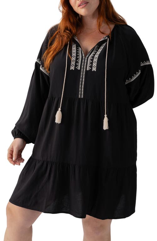 Shop Sanctuary Embroidered Long Sleeve Shift Dress In Black