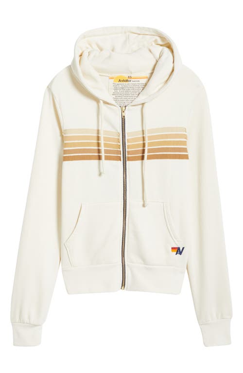 Shop Aviator Nation 5-stripe Zip Hoodie In Vintage White/tan