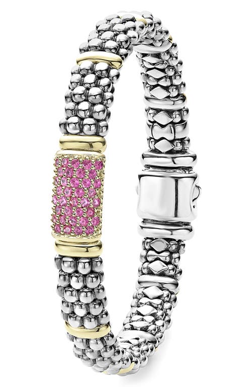 Shop Lagos Pink Sapphire Caviar Beaded Bracelet In Silver/gold
