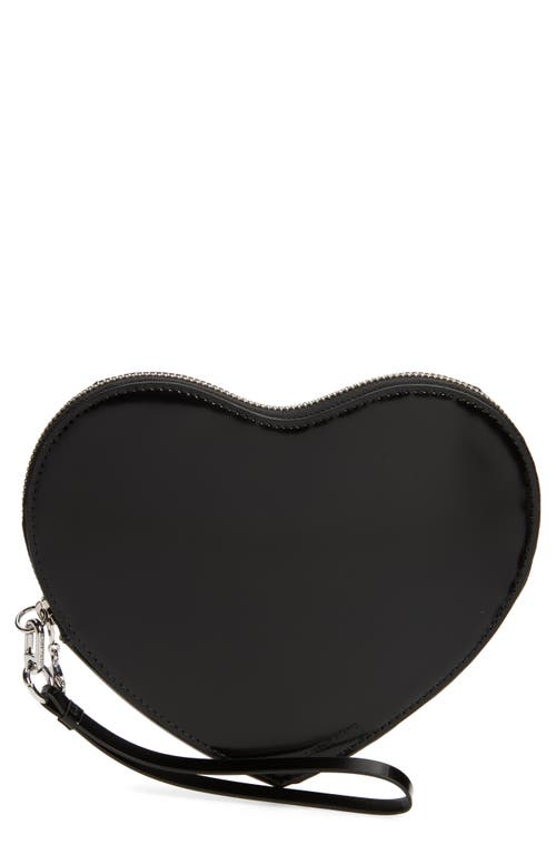 Shop Sandy Liang Heart Leather Wristlet In Black