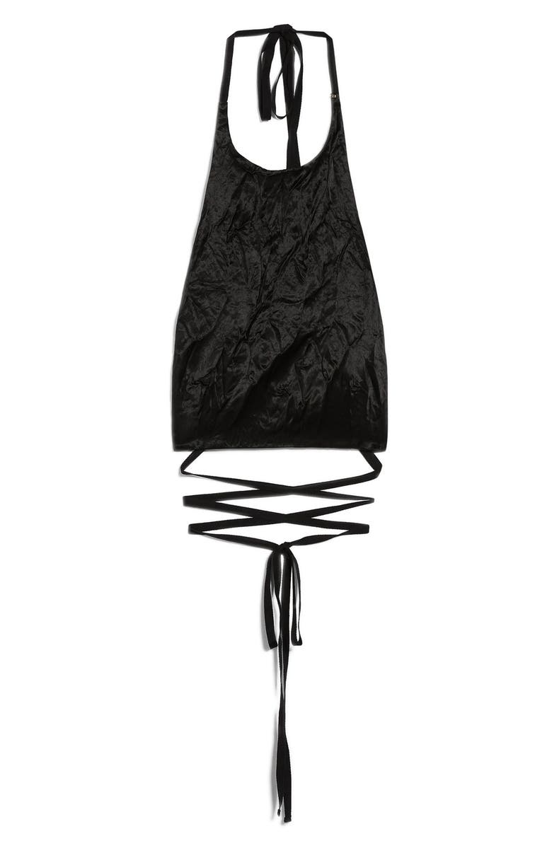 SPORTMAX Crinkle Finish Satin Halter Top | Nordstrom