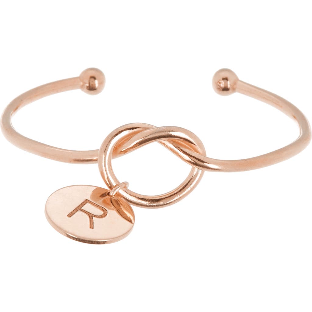 Meshmerise Love Knot Initial Bracelet In Rose-r