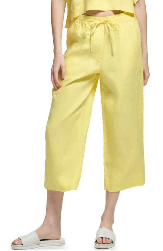 Dkny Pull-on Drawstring Crop Linen Pants In Goldfinch