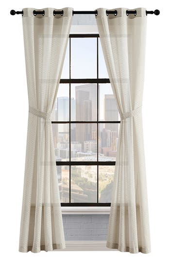 Lucky Brand Larkin Set Of 2 Light Filtering Curtain Panels In Linen Beige