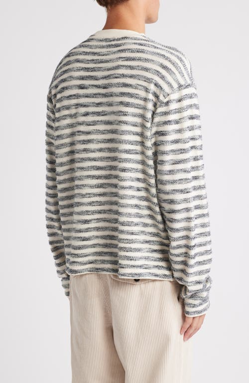 Shop Krost Stripe Textured Long Sleeve T-shirt In White Multi