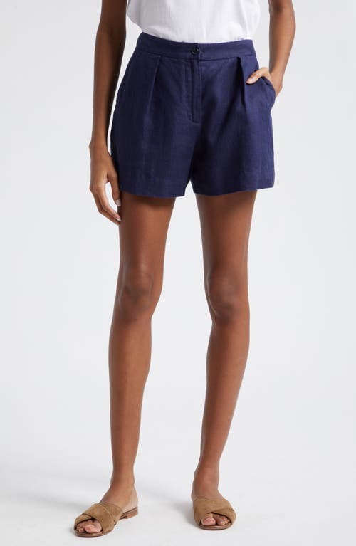 ATM Anthony Thomas Melillo Pleated Linen & Cotton Shorts Ink at Nordstrom,