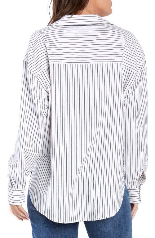 WASH LAB DENIM WASH LAB DENIM SLICK STRIPE COTTON BLEND BUTTON-UP SHIRT