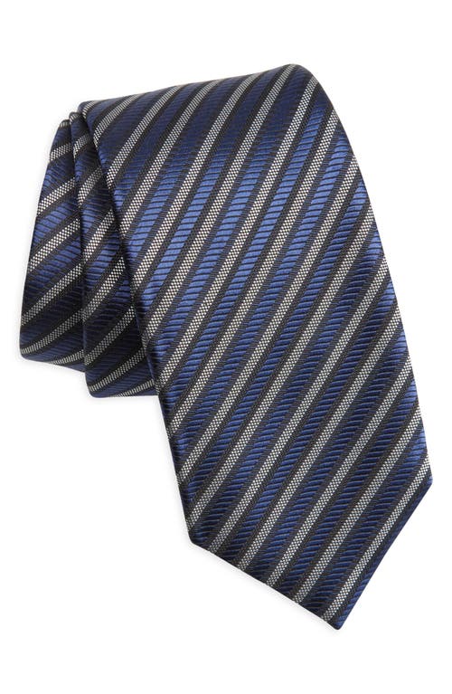 Zegna Ties Cinque Pieghe Stripe Silk Tie In Blue