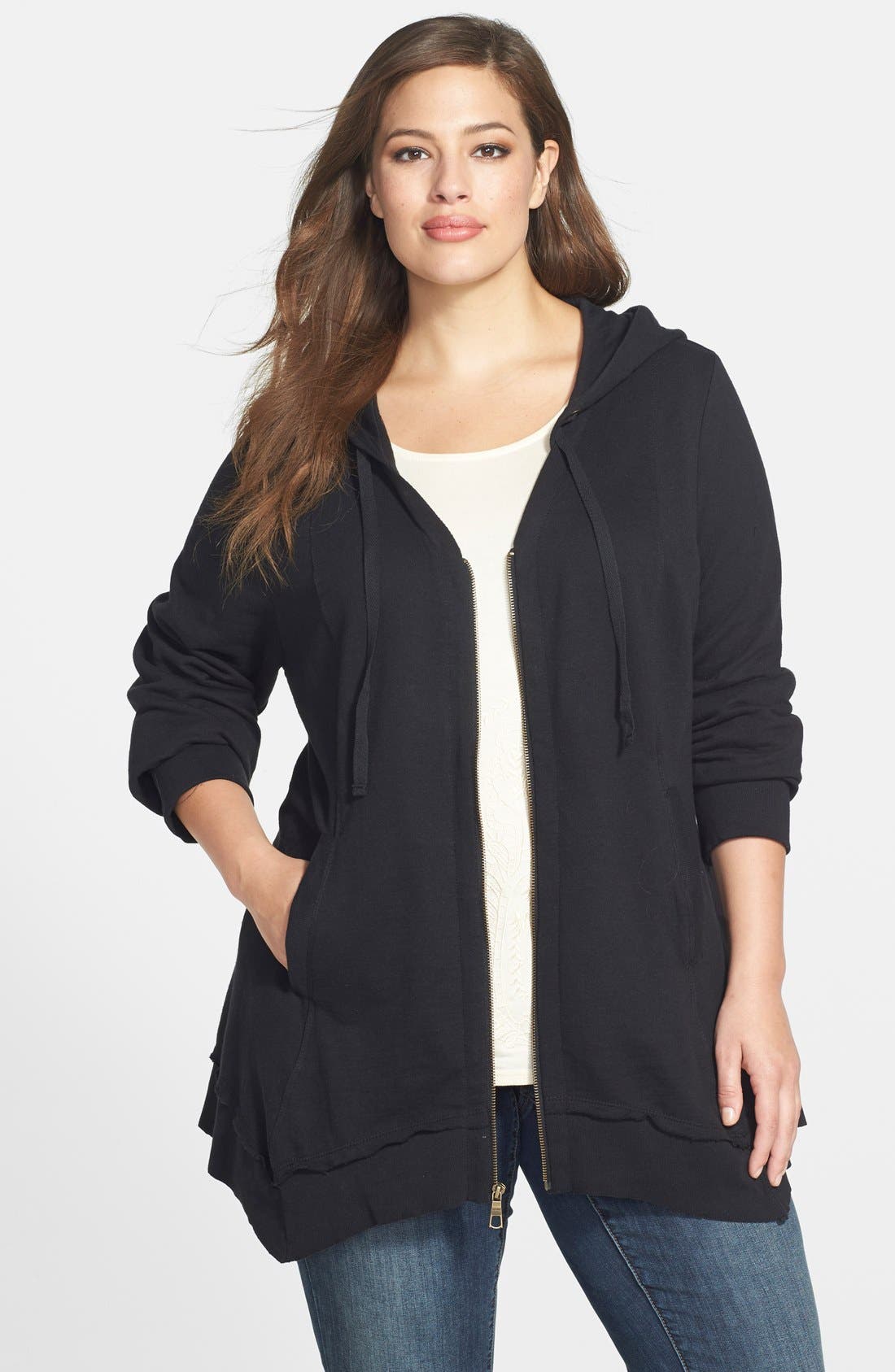 XCVI Cotton Front Zip Hoodie (Plus Size) Nordstrom