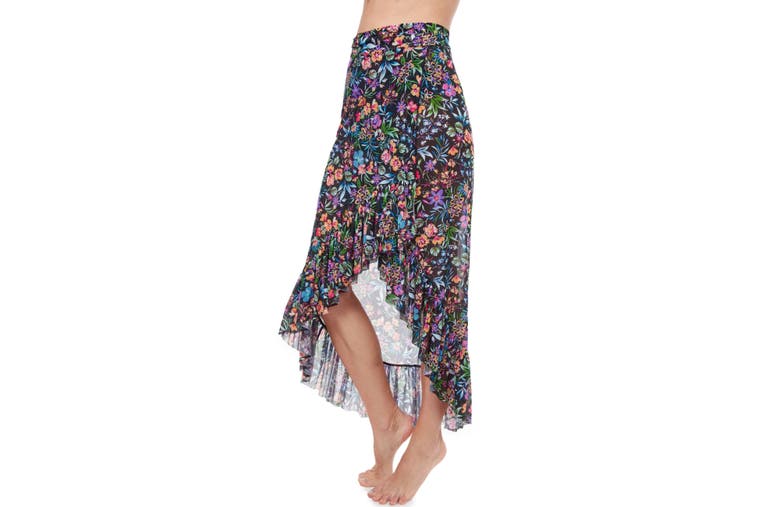 Shop Profile By Gottex Flora Mesh Wrap Long Skirt In Multi