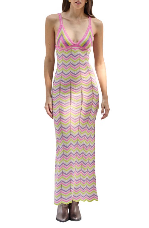 Capittana Alaia Stripe Cover-up Maxi Sweater Dress In Pink Multi