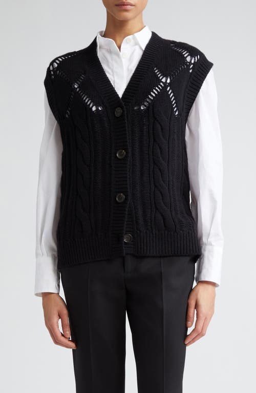 Maria McManus Argyle Oversize Recycled Cashmere & Organic Cotton Sweater Vest Black at Nordstrom,