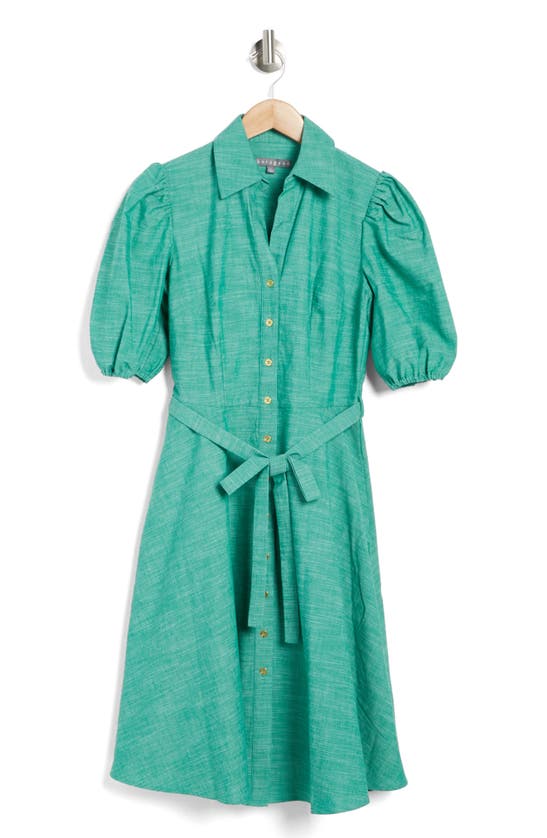 Sharagano Venice Front Zip Midi Dress In Shamrock Green | ModeSens