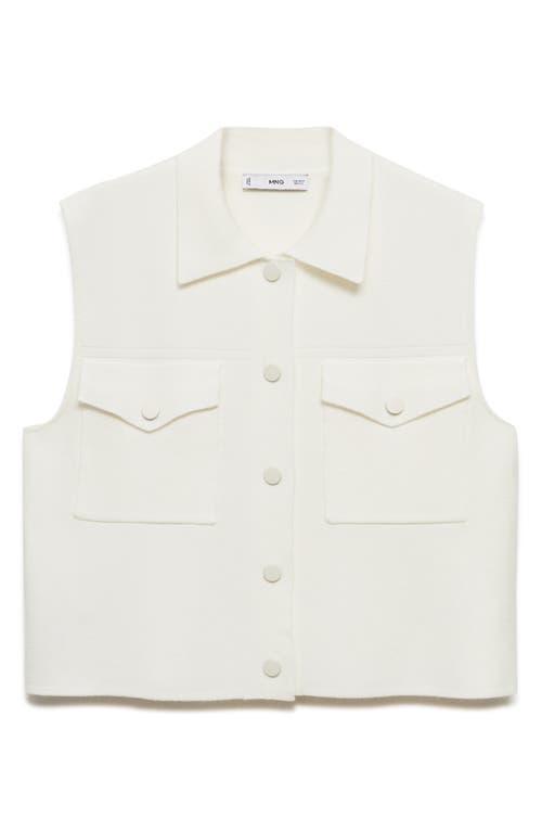 Mango Snap Front Knit Vest In Ecru