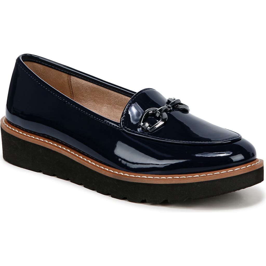 Naturalizer Adiline Bit Platform Loafer In French Navy Faux Leather