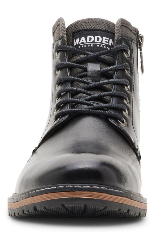 Madden Taskorn Combat Boot In Black Leather Pu