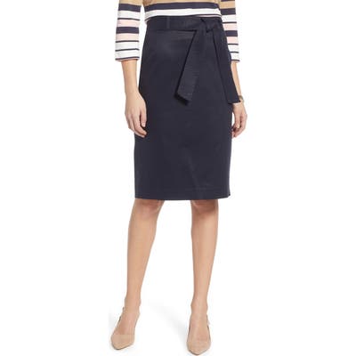 Petite 1901 Cotton Blend Twill Pencil Skirt, Blue