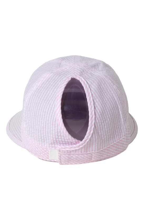 Shop David & Young Ponyflo Stripe Sunblocker Hat In Pink