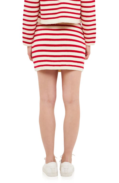 Shop English Factory Stripe Miniskirt In Red/cream